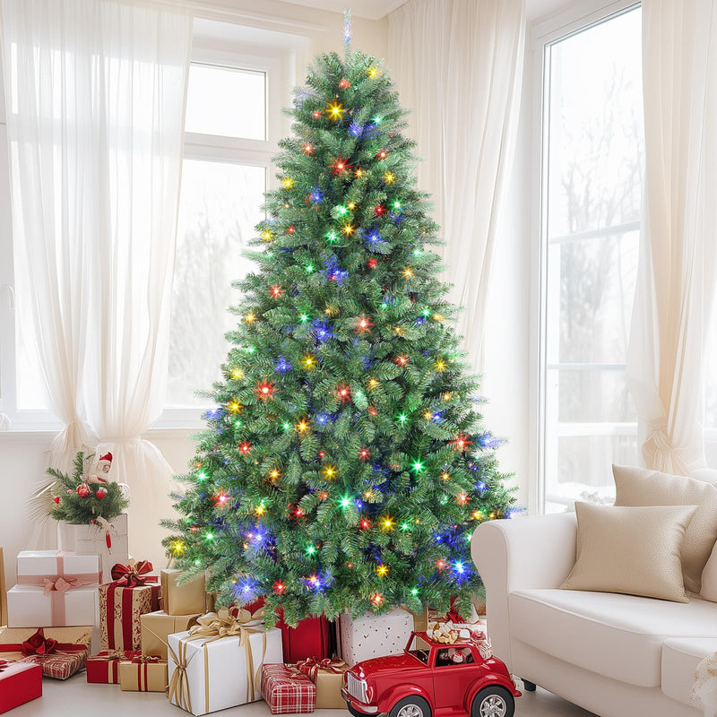 SHareconn 6FT Pre-Lit Artificial Christmas Tree with 330 Warm White & Multicolor LED Lights, 8 Light Modes, Xmas Tree with 1018 PE & PVC Branch Tips, Metal Stand, Easy Assembly and Foldable - Gift Guide