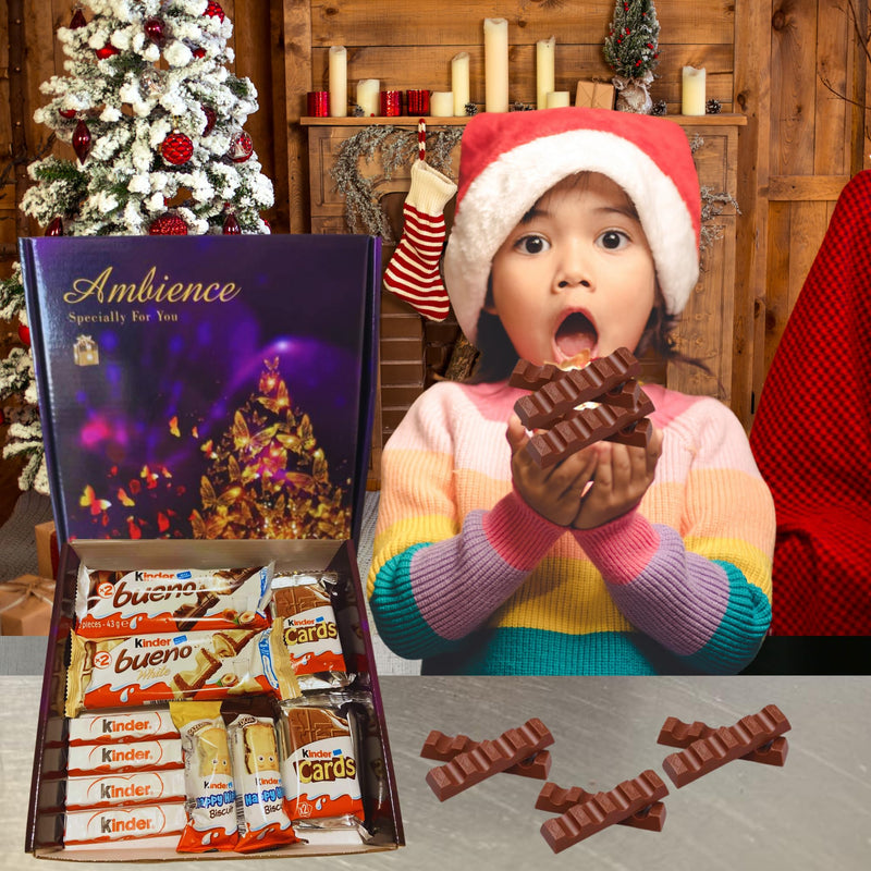 Kinder Bueno Chocolate Hamper Birthday Gifts For Her & Him Christmas Sweets Gift Box Mum Dad For Couple Valentine Presents Boyfriend Girlfriend Kids Women Mens Gift Set (Assoarted)