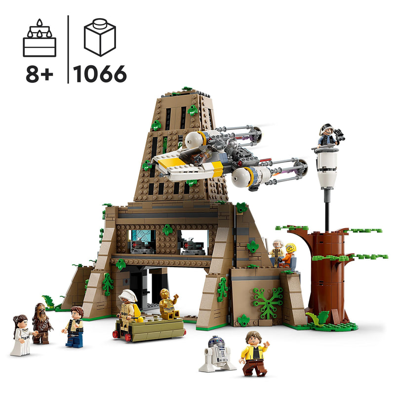 LEGO Star Wars: A New Hope Yavin 4 Rebel Base Set with 10 Minifigures including Luke Skywalker, Princess Leia, Chewbacca, plus 2 Droid Figures, Y-Wing Starfighter and Command Room 75365