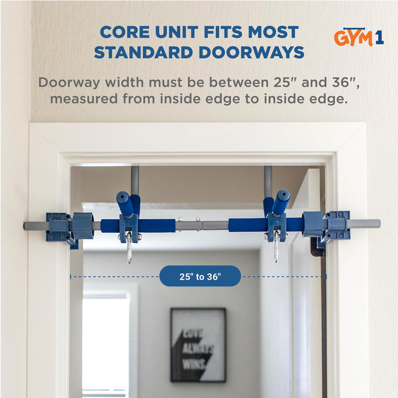 Gym1 6-Piece Doorway Gym for Kids, Includes Door Sensory Swing, Indoor Pull-Up Bar for Adults, Rings, Hanging Trapeze, Ladder & Knotted Rope, Holds Up to 300 Lbs
