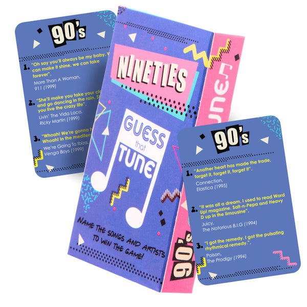 Boxer Gifts Nineties Guess That Tune Music Quiz Game - Party Games For Adults & Family - 1990s Songs Trivia - 90s Gifts For Men & Women, Blue