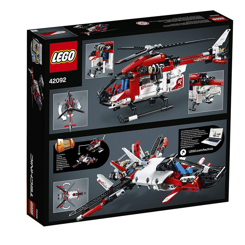 LEGO 42092 Technic Rescue Helicopter, 2 in 1 Concept Toy Plane, Model Building Set for 8+ Years Old Boys and Girls