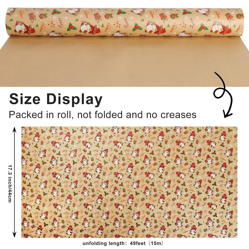 44cm×15M Christmas Wrapping Paper Roll,Recyclable Kraft Wrapping Paper Printed with Santa Claus for Birthday Xmas Party Gift Boxes Present Decorations - Gift Guide