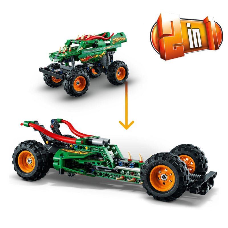 LEGO Technic Monster Jam Dragon Monster Truck Toy for 7 Plus Year Old Boys and Girls, 2in1 Racing Pull Back Car Toys for Off Road Stunts & Imaginative Play, Kids' Birthday Gift Idea 42149