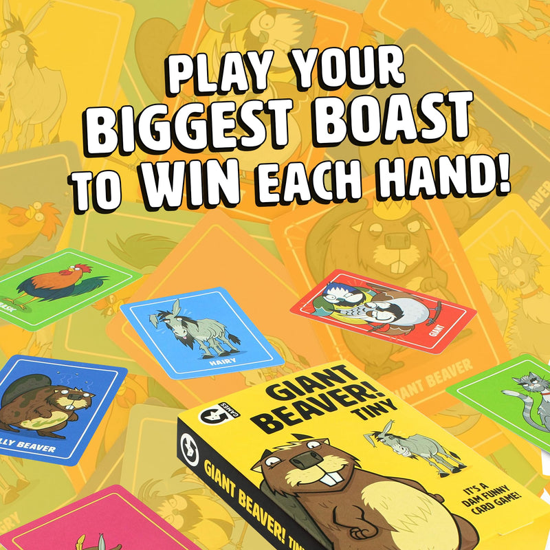 Ginger Fox Giant Beaver Tiny! Party Card Game | Hilarious Boasting Fun for Grown Up | Silly Wordplay | Great for Game Night with Friends | Naughty Nature Animal Games for 2+ Players, Ages 16+