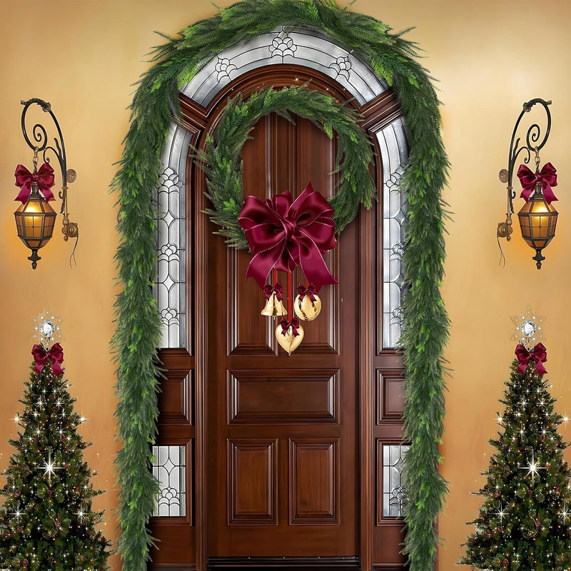 Christmas Garlands Norfolk Pine Garland Real Touch Artificial Faux Greenery Garland Mantle,Christmas Greenery Christmas Tree Garland Decorations for Holiday Indoor Outdoor Decor (9FT) - Gift Guide