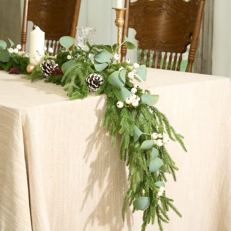 Christmas Garlands - Norfolk Pine Garland for Mantle and Staircase, Real Touch Artificial Faux Greenery Holiday Decor (1Pcs, 9 feet) - Gift Guide