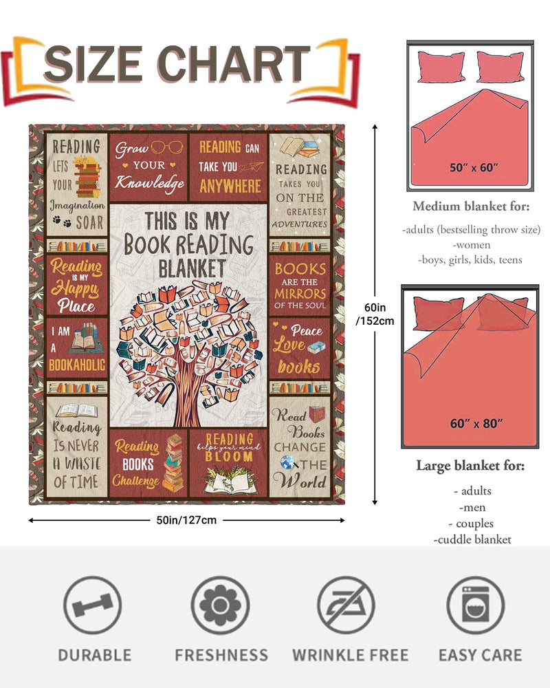 Fiwbnasz Book Lovers Blanket Gift, Book Reading Librarian Gifts Throw Blanket 50"x60", Book Club Gifts for Reading Lover Bookish, Book Lover Birthday Christmas Graduation Blanket Gift
