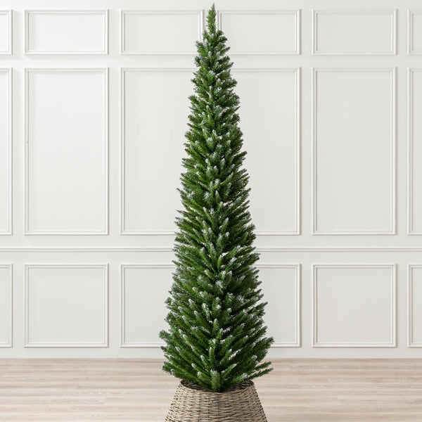 CHRISTOW Frosted Pencil Christmas Tree 7ft, Artificial Slim Snowy Spruce, Indoor Home Xmas Decoration, Natural Looking Dual Tone PVC Needles, Easy Assembly with Stand (tree skirt not included) - Gift Guide