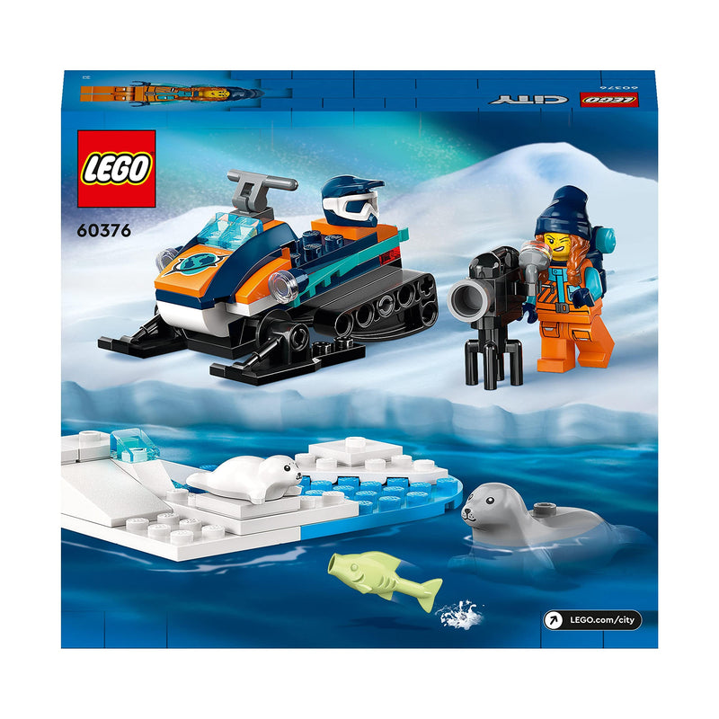 LEGO City Arctic Explorer Snowmobile Toy for Kids 5+ Year Old, Vehicle Construction Set with Seal Figures and Explorer Minifigure, Small Gift Idea 60376