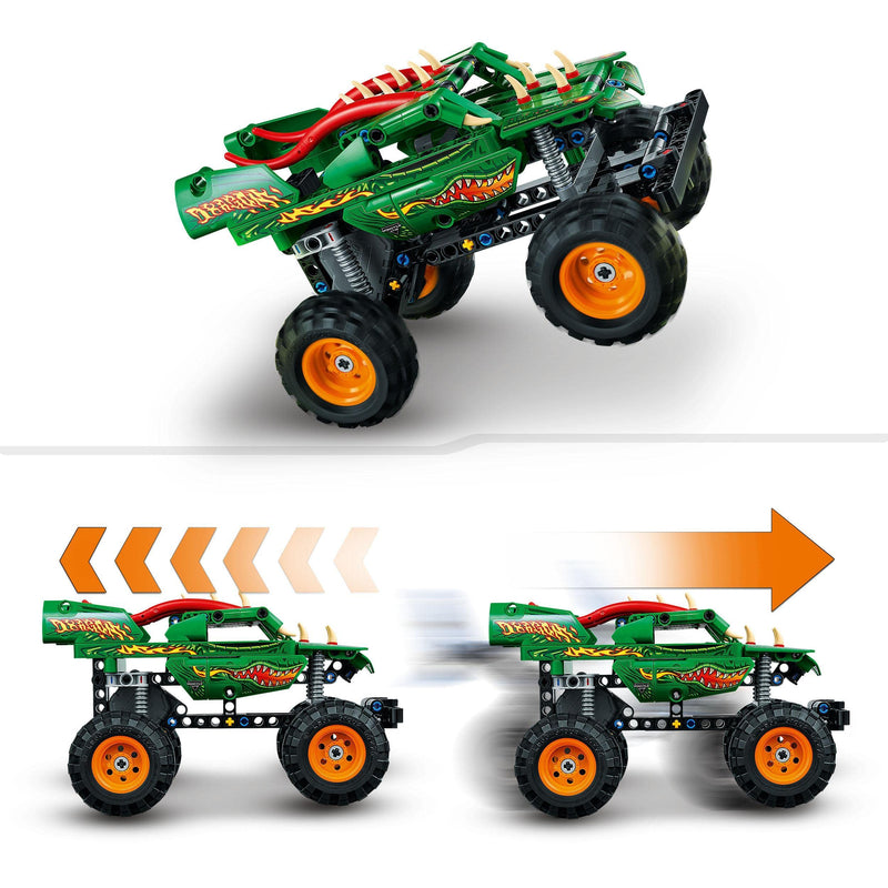 LEGO Technic Monster Jam Dragon Monster Truck Toy for 7 Plus Year Old Boys and Girls, 2in1 Racing Pull Back Car Toys for Off Road Stunts & Imaginative Play, Kids' Birthday Gift Idea 42149