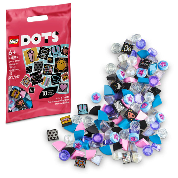 LEGO DOTS Extra DOTS Series 8 – Glitter and Shine 41803, Tiles Set for Bracelets, Message Boards, Room Décor, Bag Tags, Kids Arts and Crafts Kit