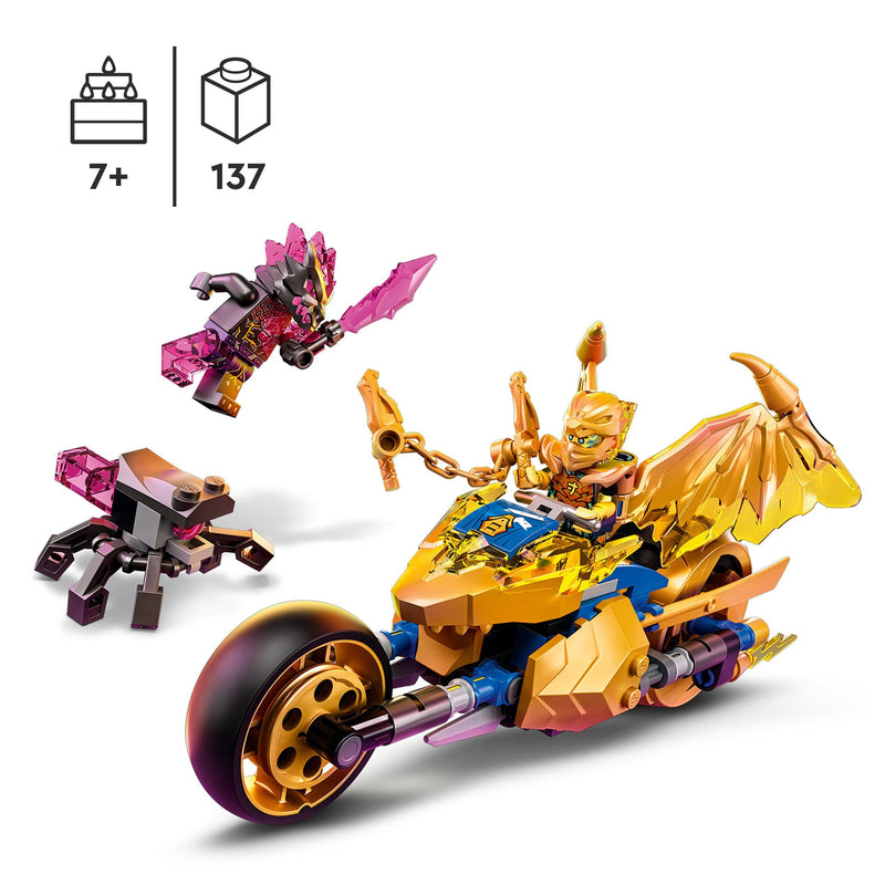 LEGO NINJAGO Jay’s Golden Dragon Motorbike 71768 Building Kit; Playset Featuring a Ninja Bike Toy and NINJAGO Golden Dragon Jay; Birthday Gift for Kids Aged 7+ (137 Pieces)