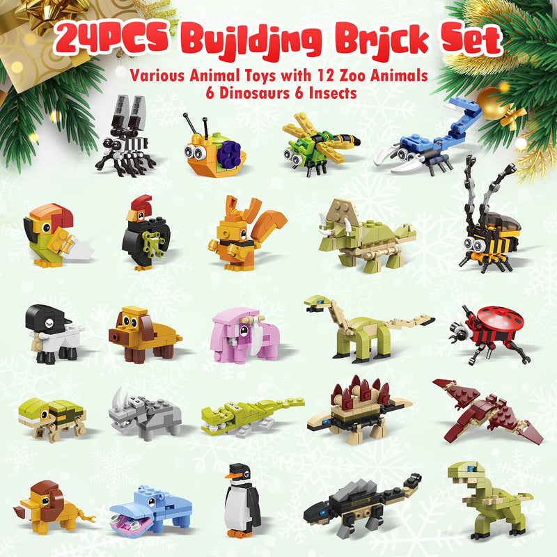Advent Calendar 2024 Kids Toys, 24 Days Animal Building Blocks Christmas Countdown Calendar, Advent Calendars Surprise Christmas Gifts for Kids Dinosaur Toys for Boys Girls (multicolored01) - Gift Guide