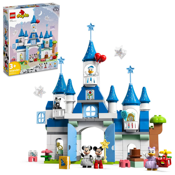 LEGO DUPLO Disney 3 in 1 Magic Castle 10998 Building Set for Family Play with 5 Disney Figures Including Mickey, Minnie and Friends, Magical Disney 100 for Kids & Toddlers Ages 3 and Up