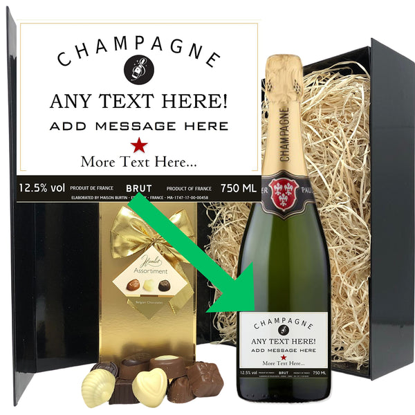 Personalised Champagne Gift Set - Champagne and Chocolate Hamper