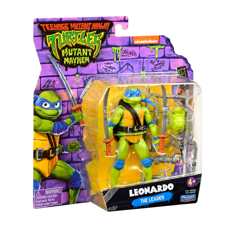 Teenage Mutant Ninja Turtles: Mutant Mayhem 4.5” Leonardo Basic Action Figure. Ideal present for boys 4 to 7 years and TMNT fans!