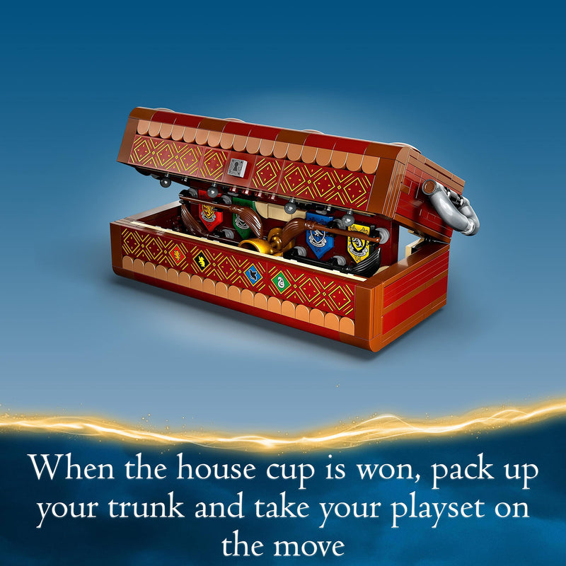 LEGO Harry Potter Quidditch Trunk, Play 3 Different Quidditch Games, Solo or 2-Player Game Set with Draco Malfoy, Cedric Diggory, Cho Chang Minifigures and Golden Snitch, Portable Travel Toy 76416