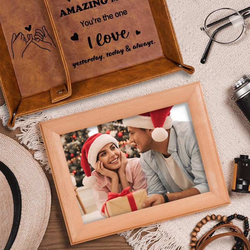 Christmas Bedside Organiser Gifts for Him Husband from Wife, Leather Valet Tray I Love You Secret Santa Xmas Gift Set for Mens Boyfriend, Advent Calendar Presents Nightstand Tray for Mens Accessories
