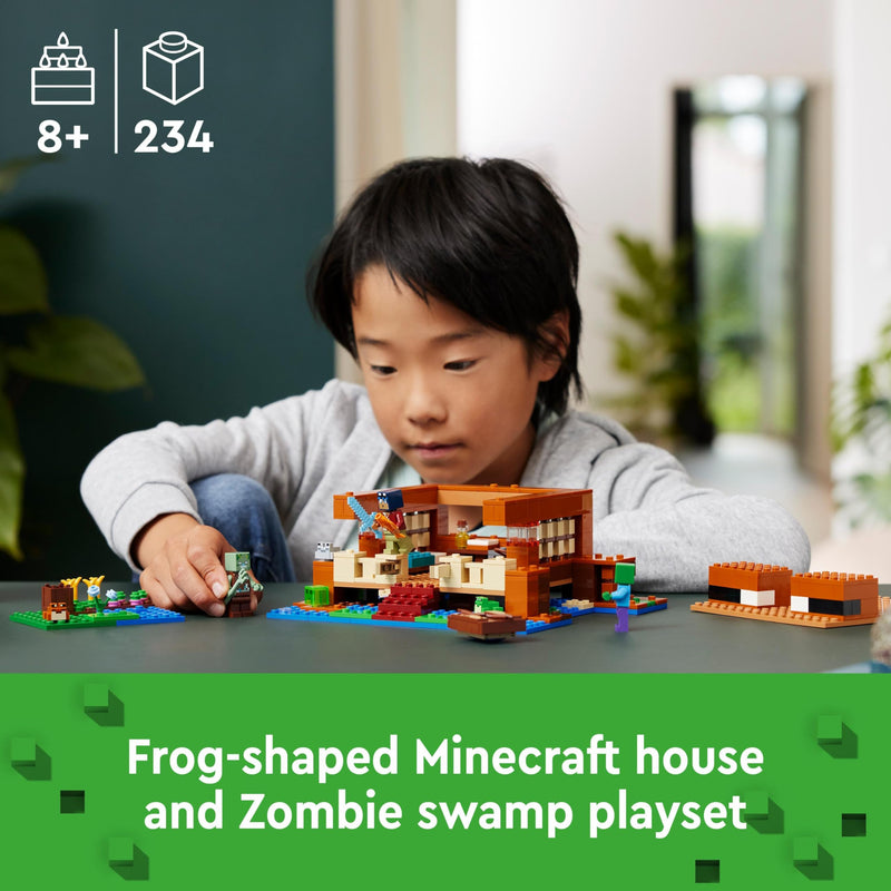 LEGO Minecraft The Frog House Building Toy, Gift for Girls and Boys & Kids aged 8 Plus Years Old, Gaming Construction Set with Characters and Animal Mob Figures 21256