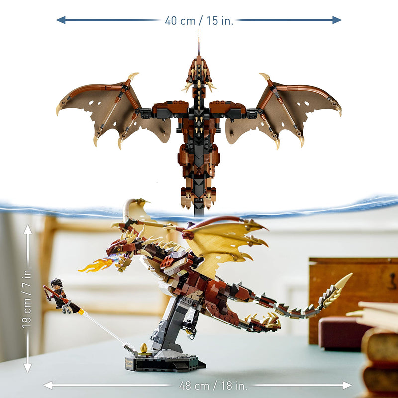 LEGO 76406 Harry Potter Hungarian Horntail Dragon Building Toy, Model Kit for Kids, Boys & Girls with Minifigure, Collectable Room Décor Accessory Set, Wizarding World Gifts