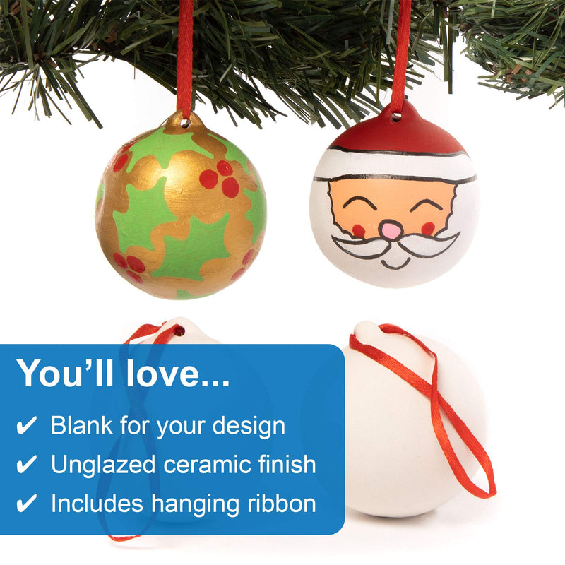 Baker Ross EX5152 Make Your Own Bauble, Ceramic Christmas Arts and Crafts for Kids to Decorate and Personalise Brown, 4 Count (Pack of 1) - Gift Guide