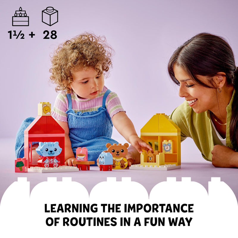 LEGO DUPLO My First Daily Routines: Eating & Bedtime Toddler Learning Toys with 2 Houses and 4 Animal Figures, Let's Toddlers Explain Feelings, Gifts for Kids, Girls and Boys Aged 18 Months Plus 10414