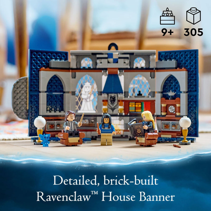 LEGO 76411 Harry Potter Ravenclaw House Banner, Hogwarts Castle Common Room Toy or Wall Display with Luna Lovegood Minifigure, Collectible Travel Toys