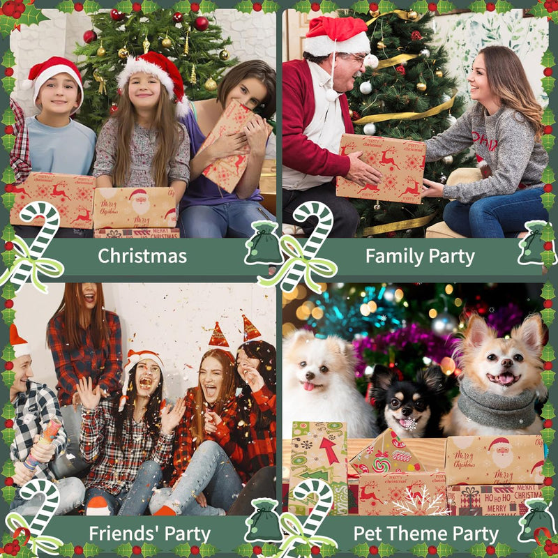 Niviy Christmas Wrapping Paper Sheets 70x50cm Printed with Santa Claus, Christmas Tree and Elk, Recyclable Xmas Wrap Paper for Wrapping Gift with Hang Tag, Double-Sided Ribbon and Twine Pack of 6 - Gift Guide