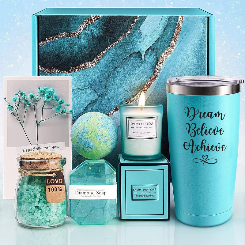 SABR Aqua Gift Set for Women (9 items) - Pamper Gifts for Women Birthday gifts for women Self Care Bath Sets gift for her Baby shower gifts leaving gifts Ladies gifts Thank you gifts for women