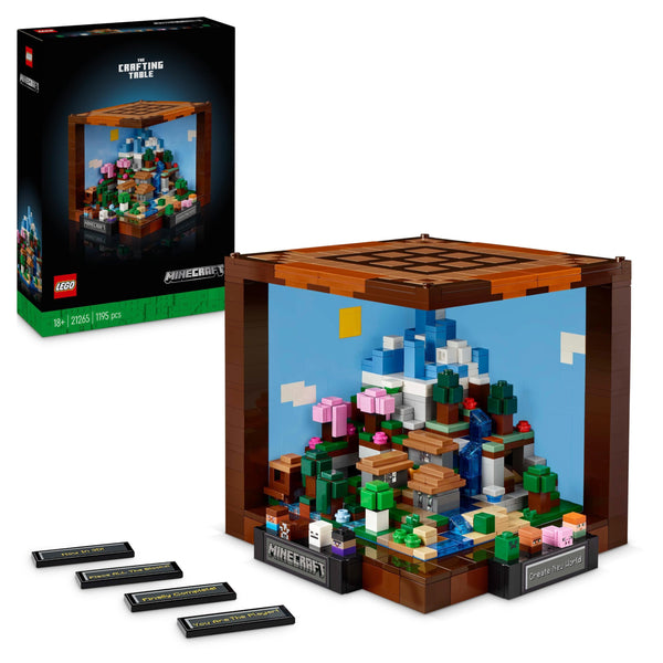 LEGO Minecraft The Crafting Table Model Kit for Adults to Build, Biome Set with 8 Characters Including Steve, Alex and Mobs, 15-Year Anniversary Gamer Gift for Men, Women, Him or Her 21265