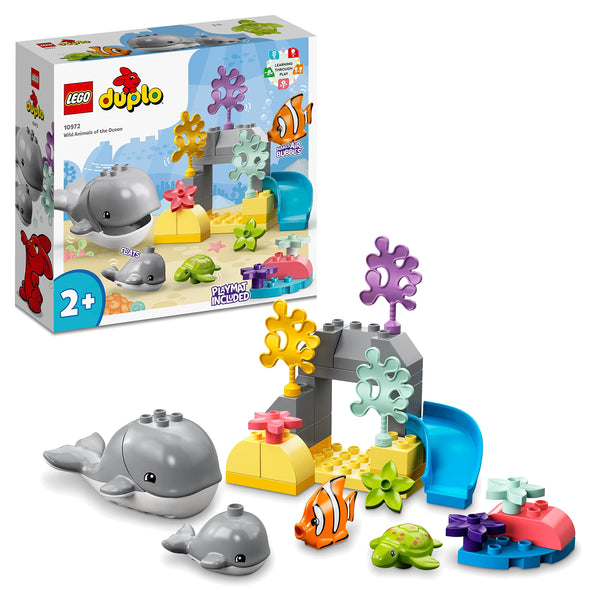 LEGO 10972 DUPLO Wild Animals of the Ocean Set, with Whale and Turtle Sea Animal Figures & Playmat, Educational Toys for Toddlers, Boys & Girls 2 Plus Years Old