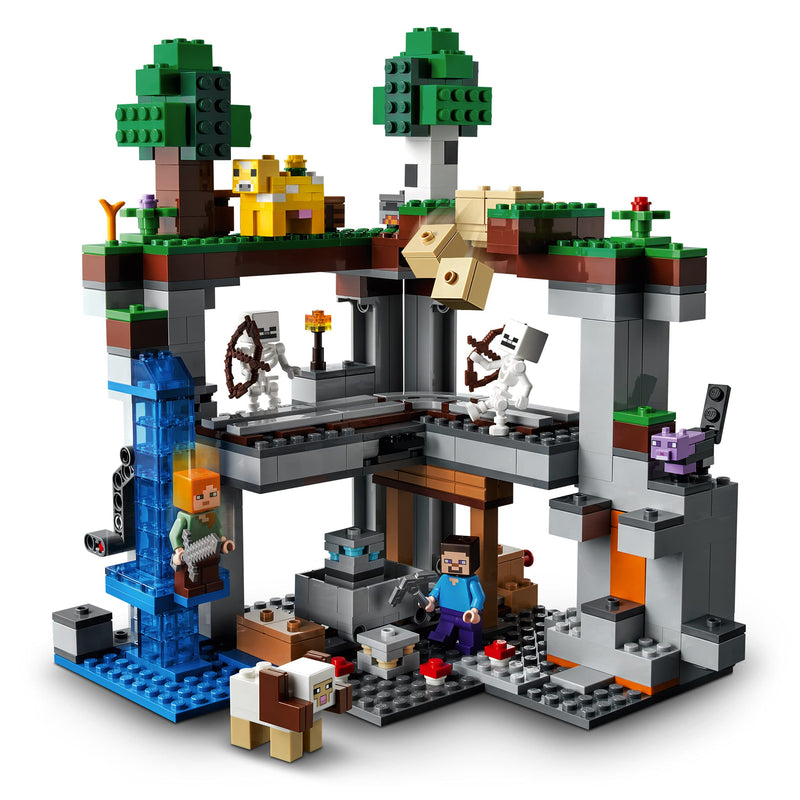 LEGO 21169 Minecraft The First Adventure Nether Playset with Steve, Alex, Skeleton, Dyed Cat Figures, Moobloom & Horned Sheep, Gift for Boys and Girls