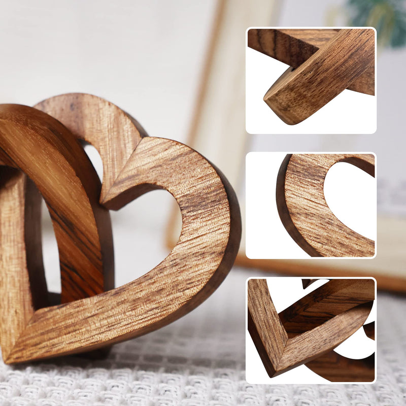 Valentine Day Romantic Heart Gifts for Her, Handmade Olive Wood Hearts Shape for Couple Wife Husband Wedding Engagement Anniversary Birthday Sweet Present (7cm)