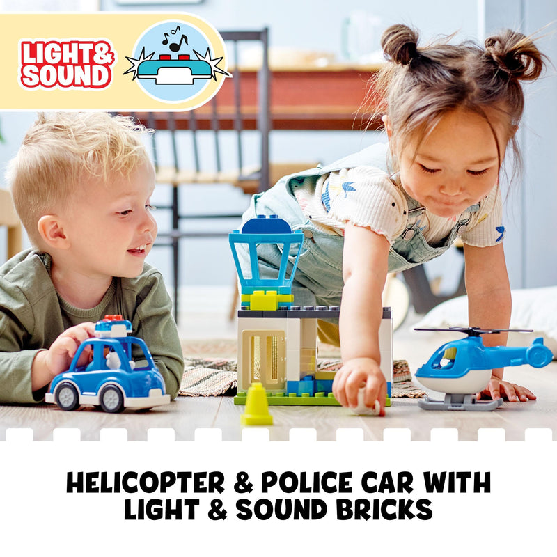 LEGO DUPLO Rescue Police Station & Helicopter, Push & Go Car Toy with Lights and Siren, Early Learning Toys for Toddlers, Boys & Girls 2 Plus Years Old 10959