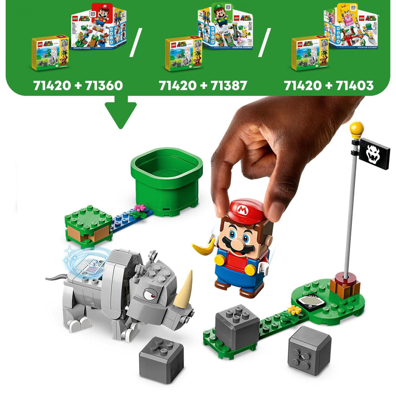 LEGO Super Mario Rambi the Rhino Expansion Set, Buildable Animal Toy Figure, Small Gift to Combine with a Starter Course Game 71420