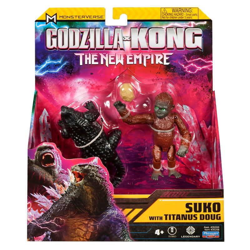 Godzilla x Kong: The New Empire, 3.5-Inch Suko and Titanus Doug Action Figure Toys, Iconic Collectable Movie Characters, Includes Signature Handheld Boulder, Toy Suitable for Ages 4 Years+