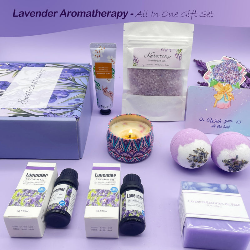 Bath Set Pamper Gifts For Women, Birthday Gifts For Her, Lavender Skin Care Gifts Ideas For Mum, Best Friend, Sister, Relaxation SPA Ladies Self Care Hampers, Female Anniversary Birthday Presents - Gift Guide