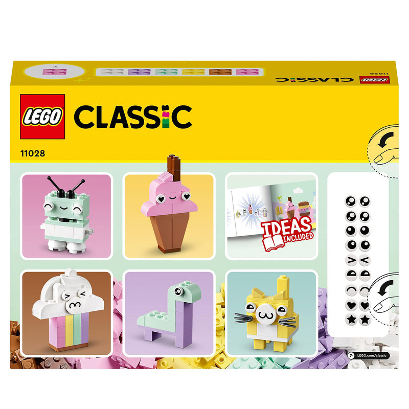 LEGO Classic Creative Pastel Fun Bricks Box, Building Toys for Kids, Girls, Boys Aged 5 Plus with Models; Ice Cream, Dinosaur, Cat & More, Creative Learning Gift 11028