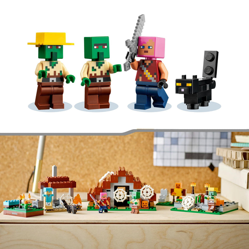 LEGO 21190 Minecraft The Abandoned Village Construction Set With Zombie Hunter Campsite, Workshop, House and Farm Toy, Plus Villager and Cat Figures, Creative Gifts for Kids, Boys & Girls