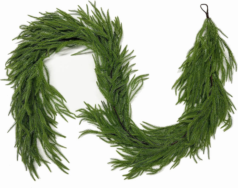 Christmas Garlands Norfolk Pine Garland Real Touch Artificial Faux Greenery Garland Mantle,Christmas Greenery Christmas Tree Garland Decorations for Holiday Indoor Outdoor Decor (9FT) - Gift Guide