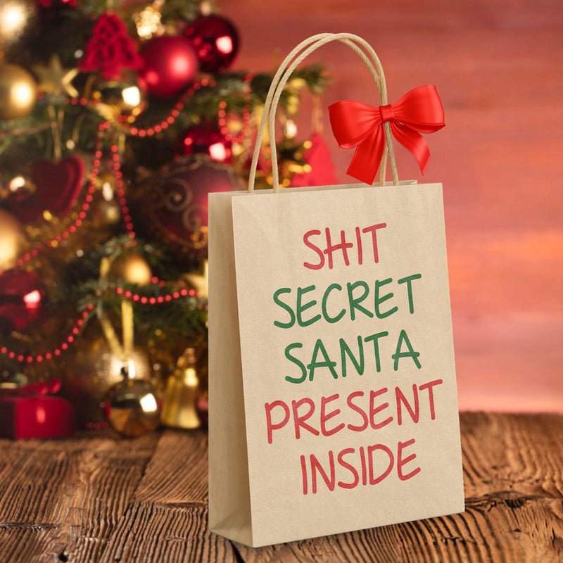 Christmas Gift Bag With Handle Sh*t Secret Santa Present Inside Funny Rude Gift For Him For Her Stocking Filler Medium Kraft Bag - Gift Guide