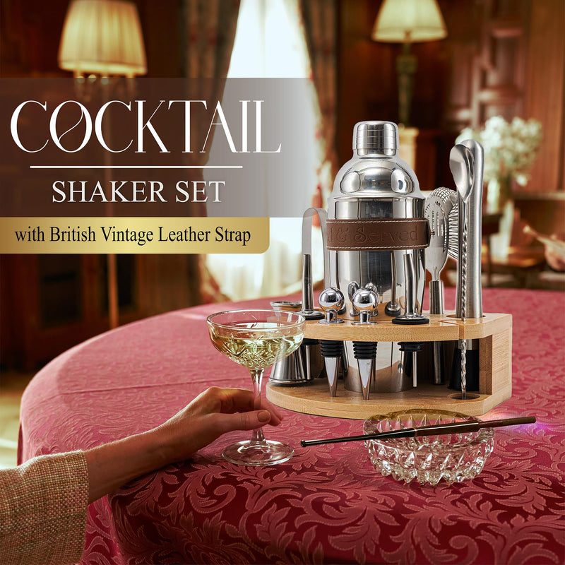 Shaken Stirred & Served® Cocktail Making Kit - Beautifully Presented Cocktail Shaker Set - Premium Cocktail Set with Cocktail Shaker and Bar Accessories - Cocktail Gift Set in a Beautiful Gift Box