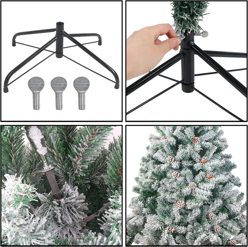 LOKIPA Snow Flocked Christmas tree,6ft Artificial Christmas Tree with Pine Cones and 700 Flocked Tips for Christmas Decorations - Gift Guide