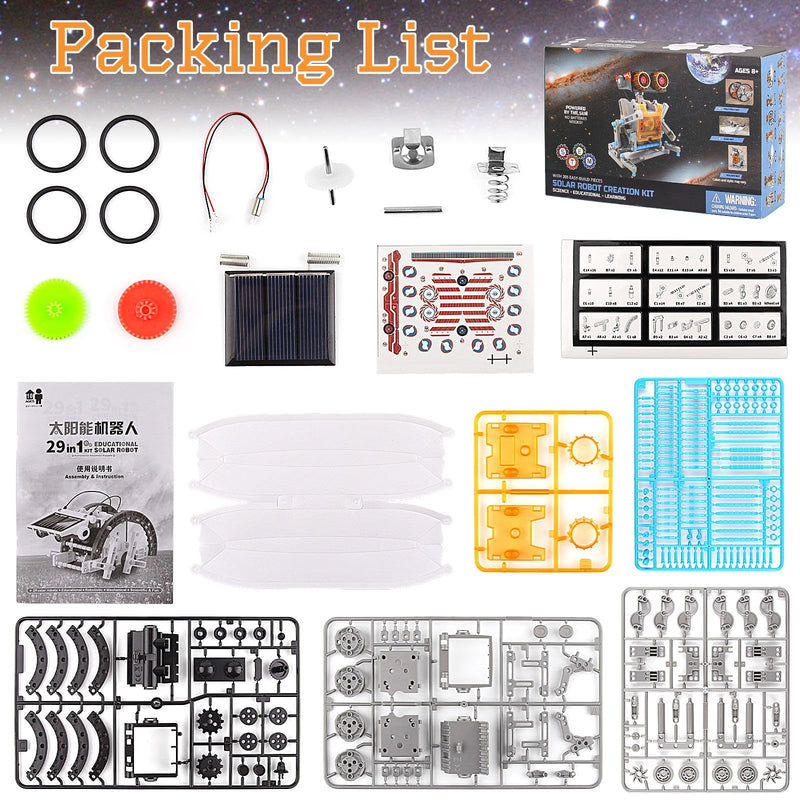 LGMCF STEM 29-in-1 Solar Robot Toys Educational Science Kit for Kids DIY Building Toy Engineering Experiment kits 205 Pcs Solar & Cell Powered Dual Drive Motor Gifts for Age 8-12 Year Old Boys Girls - Gift Guide