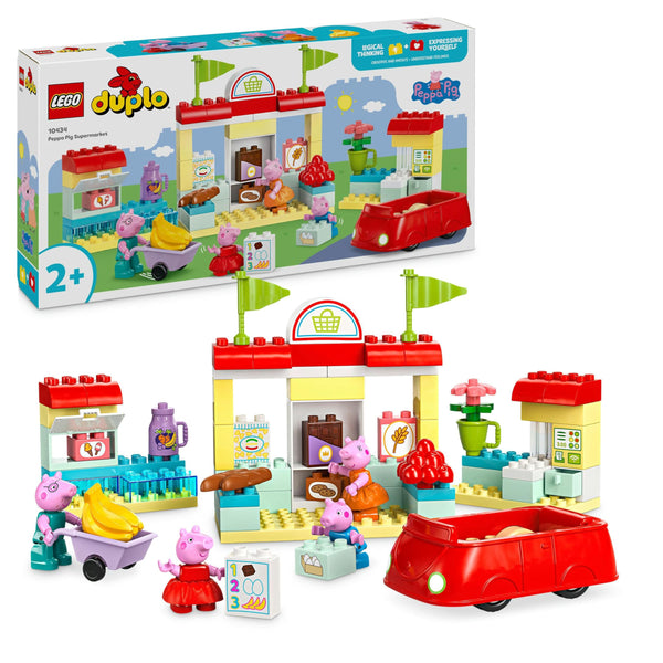 LEGO DUPLO Peppa Pig Supermarket, Shop Toy with Car and 4 Figures Incl. Mummy, Daddy and George, Early Development Activity, Toddler Learning Toys for 2 Plus Year Old Girls & Boys, Gift Idea 10434