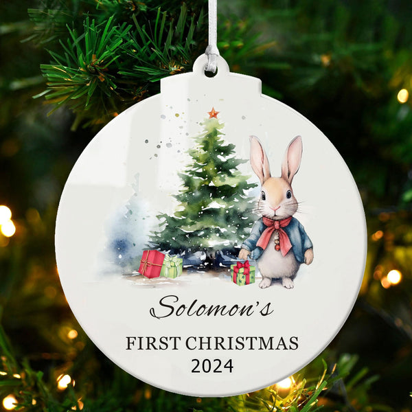 Personalised Baby's First Christmas Baubles Gifts Christmas Tree Decorations Custom Acrylic Christmas Ornaments Xmas Gifts for Kids Girls Boys Toddler New Baby(Round, Design 1) - Gift Guide