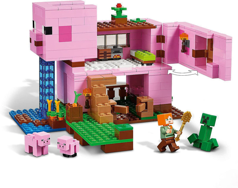 LEGO 21170 Minecraft The Pig House, with Alex, Creeper and 2 Pig Figures, Animal Building Toy, Birthday Gift Idea for Kids, Boys & Girls Aged 8 Plus Years Old