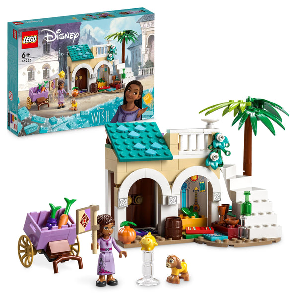 LEGO Disney Wish Asha in the City of Rosas, Wish Movie Set with Asha Mini-Doll, Valentino Goat Toy and Star Figures, Gift for 6 Plus Year Old Kids, Girls & Boys 43223