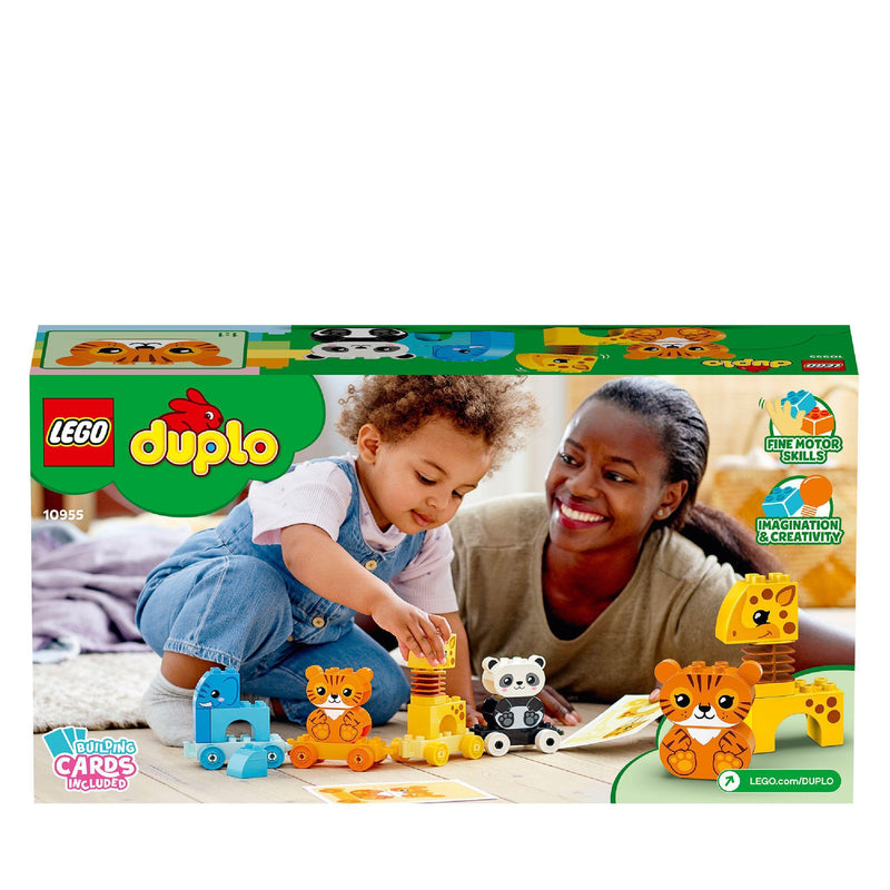 LEGO 10955 DUPLO My First Animal Train, Toys for Toddlers and Kids 1.5-3 Years Old with Elephant, Tiger, Panda and Giraffe Figures, Learning Toy